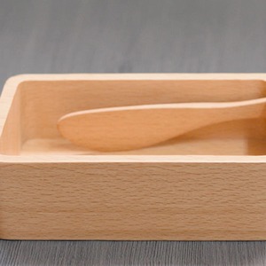 Simple Wooden Butter Dish With Wooden Knife Natural Butter <b>Storage</b> Box Used For Serving Cheese And Spreads From India - Product Image 2