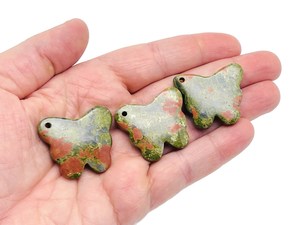 Natural Unakite Butterfly Pendant Handcrafted <b>Crystal</b> Butterfly Charm for Jewelry Making - Product Image 2