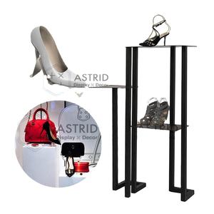 Estante de exhibición al por menor de cartón moderno de acero inoxidable de pie para zapatos y ropa en tienda de moda - Product Image 1