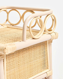 Premium Tall <b>Rattan</b> Side <b>Table</b> With Drawer And Lower Storage Shelf Handmade Kid's Furniture - Product Image 3
