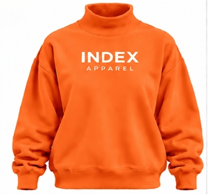 Sudadera de Cuello Alto Naranja de Index Apparel, Corte Holgado, Unisex, Informal, para Otoño - Product Image 1