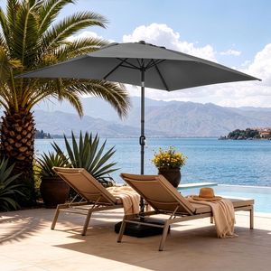 Ombrellone da Patio Inclinabile 10 x 6,5 Piedi, Parasole da Esterno con Stecche e Palo in Ferro, Tessuto in Poliestere - Product Image 6