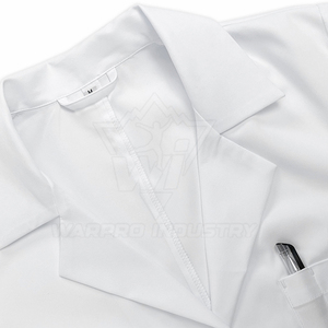 Bata de laboratorio de mezcla de algodón con diseño de botones frontales, bolsillos laterales grandes, mangas largas y tela suave para personal. - Product Image 6