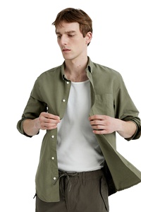 Calidad Premium Drop Shoulder 100% algodón sobre el tamaño OEM y ODM marca personalizada manga completa sólido precio al por mayor camisas para hombres - Product Image 4