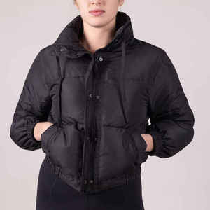 OEM Women's Quilted Winter Jacket Warm Quick-Dry Waterproof Crop Top Puffer Bomber Style Nylon Zipper Bubble Coats for Ladies - Product Image 1