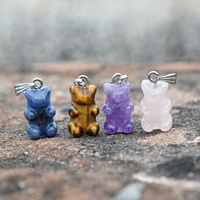 10mm 15mm 20mm amatista Natural cuarzo rosa lapislázuli Ojo de Tigre piedra preciosa oso de peluche FORMA DE Animal encanto colgante joyería venta