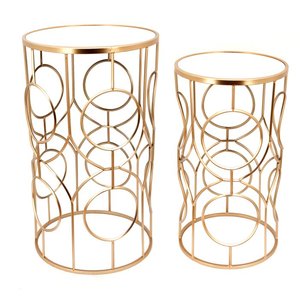 Contemporary Gold & Black Metal Nesting Tables Set with Premium Matte Texture for Elegant Home Décor - Product Image 4