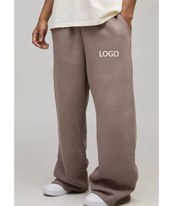 Custom Street Style Moisture Wicking Wide Leg Sweatpants Mid Waist <b>Overall</b> Embroidered Technique Ultrasoft <b>Men</b> Walking Trouser - Product Image 3