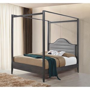 1 pz. Testiera a baldacchino in legno imbottita per letto matrimoniale, set mobili camera da letto - Product Image 5