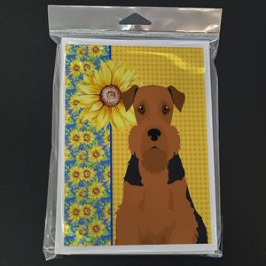 Tournesols d'été lunatiques et cartes de voeux Airedale Terrier Pack 8 Black Tan A7 Taille 5x7 Cartes vierges avec enveloppes - Product Image 3