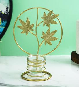 Portavelas de Latón Dorado con Diseño de Hoja de Arce, Resistente al Calor, Decoración para el Hogar - Product Image 2