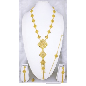 Parure de bijoux collier avec boucles d'oreilles en laiton plaqué or pur parure de bijoux collier design haute qualité Émirats arabes unis Dubaï - Product Image 6
