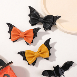 Fermagli per capelli con ali di pipistrello per Halloween, neri, arancioni, gialli, accessori per cosplay e feste - Product Image 2