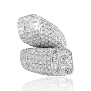 4 CT Moissanite <b>Emerald</b> Cut Twist Engagement <b>Ring</b> 925 <b>Silver</b> Rhodium Plated Luxury Gift for Women - Product Image 1