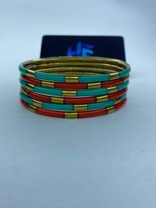 Export Quality High Quality Luxury Handmade Lightweight Women's Ethnic <b>Resin</b> Brass Bangles for Party Occasions - Product Image 4
