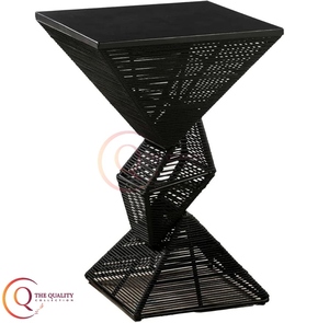 Unique Geometric Stainless Steel <b>Square</b> Dining <b>Table</b> Textured Woven Design-Handmade Artistic Statement Piece for Modern Living - Product Image 5