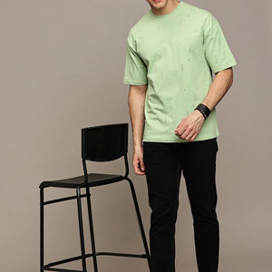 T-shirt vintage personnalisé en coton pour homme, coupe classique, imprimé sérigraphié sur le devant, style streetwear - Product Image 4