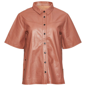 Womens Faux Leather Crop Top Long Sleeve Button Shirt Slim Fit Casual Fashion <b>Blouse</b> Soft PU Leather Clothing Stylish Streetwear - Product Image 4