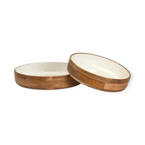 Bol de service en bois artisanal avec motif de poisson koi bleu en émail pour une table à manger élégante et un style de décoration artistique pour la maison - Product Image 2