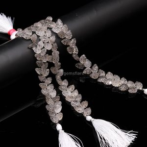 Cuentas de cuarzo natural talladas en forma de hoja de 10-11 mm, cuentas de piedras preciosas de cuarzo talladas a mano para la fabricación de joyería, venta al por mayor. - Product Image 2