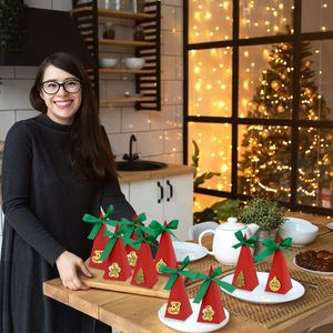 Pre-assemblato 20-Pack scatole regalo di natale scatole albero triangolo per biscotti feste di compleanno per regali di festa - Product Image 4
