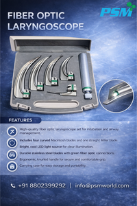 Fiber Optic Laryngoscope Instrument Set-Battery Powered CE Certified Class I Clinics Hospitals ENT Surgical Medical PAL SURGICAL - Product Image 2