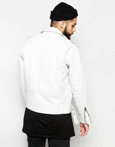 Chaqueta de Motociclista Casual para Hombre, de Cuero Sintético, Estilo Urbano, con Cuello Alto Bordado, Cierre de Cremallera, Color Marrón, para Invierno - Product Image 6