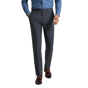 Men's Fashionable <b>Wool</b> Business Suit <b>Pants</b> Black Hidden Stripes Waist Logo Garment Dyed Anti-Wrinkle Knitted American Style - Product Image 1