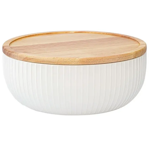 Utensilios Artesanales, Elegante Tazón de Madera Sostenible para Alimentos, Tazones Blancos de Madera de la Mejor Calidad para Cocina, Tazones para Frutas - Product Image 2