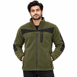 High Collar Side Pockets Elastic Cuffs Men Puller <b>Fleece</b> <b>Zipper</b> Jacket Made With Soft Polar <b>Fleece</b> Fabric Full Front <b>Zipper</b> - Product Image 1