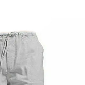 Pantalon décontracté en coton Oxford gris clair pour homme, taille élastique avec cordon de serrage, devant plat, léger, idéal pour l'été - Product Image 5