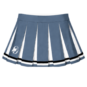 Jupe plissée bleu ardoise personnalisée pour femme, uniforme de danse athlétique, tenue de performance d'équipe avec bande blanche - Product Image 1