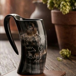Mug en corne de buffle polie noire, style Viking, avec gravure personnalisée - Product Image 6