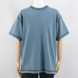 High Quality 100% Cotton <b>Acid</b> Washed 240Gsm Heavyweight Men's T-Shirt Customized <b>Drop</b> Shoulders Blank Unique T-Shirts - Product Image 2