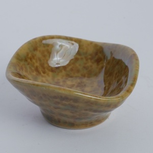 Plato Cuadrado de Cerámica con Esmalte Reactivo Color Ocre Ámbar, Borde Irregular, Diseño Moderno, Apto para Lavavajillas, para Restaurantes y Hoteles - Product Image 2