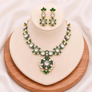 Best <b>Ruby</b> Pink Polki Vintage Gold Plated <b>Necklace</b> Kundan Diamond Look Bridal Wedding Jewelry Indian Statement Traditional Wear - Product Image 1