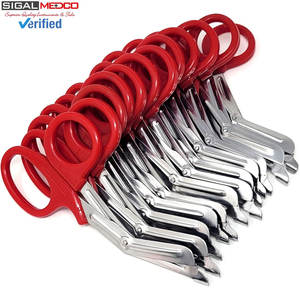Juego de 12 Tijeras para Paramédicos y Técnicos de Emergencias Médicas, 7.25 Pulgadas, Acero Inoxidable, Tijeras para Vendajes, Tijeras Médicas de Emergencia para Enfermeras y Doctores, en Rojo - Product Image 2