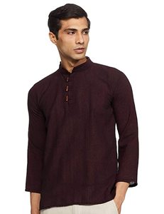 <b>Men's</b> Lightweight Cotton Nepali <b>Kurta</b> Short Length Full Sleeve Summer Tunic Adults Breathable Indian Pakistani Quick Dry - Product Image 6