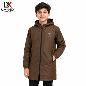 Custom Kids Waterproof Swim Parka Jacket with Hood | Windproof Fleece Lined Long Changing Robe <b>Coat</b> for Swimming Surfing & <b>Beach</b> - Product Image 1