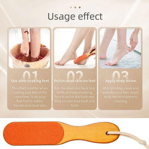 Outils de pédicure avec manche en bois, lime à pieds double face, grattoir pour peaux mortes, éliminateur de callosités pour les pieds - Product Image 5