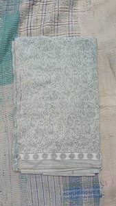 Pañuelo de seda para mujer con estampado de arte abstracto, azul, verde, multicolor, reversible, tradicional, largo hasta el suelo, tipo sari. - Product Image 2