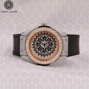 Charm Jewells – montre à Quartz analogique ronde de luxe, boîtier en acier inoxydable, lunette en diamant, bracelet en caoutchouc, mode féminine, 38mm - Product Image 1