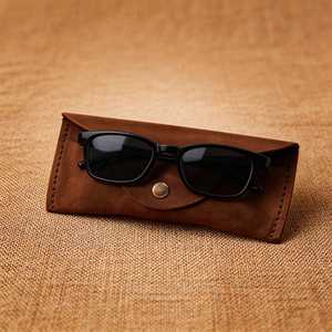 Genuine Leather Glasses <b>Case</b> Soft Cowhide Pouch Luxury Slim Handmade Vintage <b>Spectacles</b> Protector Cover B LGC-0051 - Product Image 6