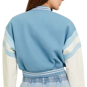 Chaqueta Varsity Personalizada para Mujer, con Parches Bordados a Medida, Chaqueta Letterman Corta, Chaqueta Varsity con Cuello Alto para Mujer - Product Image 4