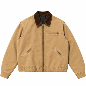 Chaqueta vaquera Glory Zone personalizada, extragrande, con cierre de cremallera de color, estilo urbano moderno, abrigo de invierno para uso unisex. - Product Image 1