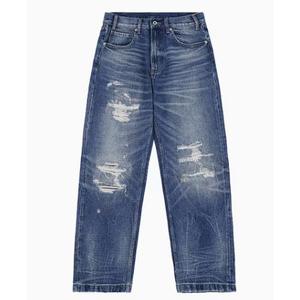 Loose Fit Outdoor Fashion All Season Wear Ripped Straight Leg Men <b>Jeans</b> High Waist Distressed Denim Casual Wear Denim Pants - Product Image 1