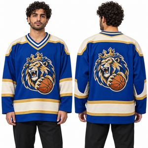 Camiseta de hockey sobre hielo con cordones, 100% poliéster, cuello tradicional, costuras reforzadas OEM, ropa deportiva, uniformes de liga, calcetines a juego - Product Image 3