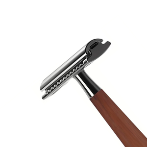 Rasoir de sécurité à double tranchant en acier inoxydable avec logo personnalisé et manche en bois, rasoir écologique - Product Image 3