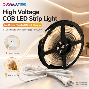 Raymates 110V High Voltage LED <strong>Strip</strong> COB 480LEDs Cut 50mm 12mm 12W CRI90+ IP67 Waterproof 50m High Quality Flexible LED <strong>Strip</strong> - Product Image 1