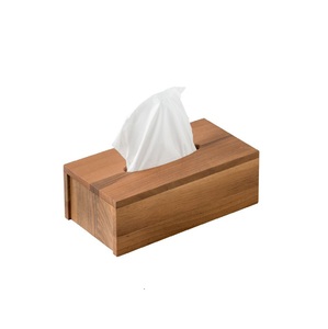 Caja de pañuelos de madera moderna, diseño rectangular hecho a mano, dispensador de humedad, contiene paquetes de tamaño estándar, rectangular - Product Image 6